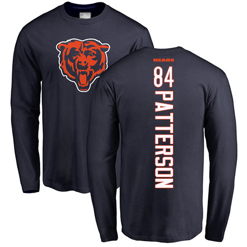 Chicago Bears Men Navy Blue Cordarrelle Patterson Backer NFL Football #84 Long Sleeve T Shirt